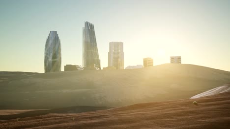 city skyscrapes in desert