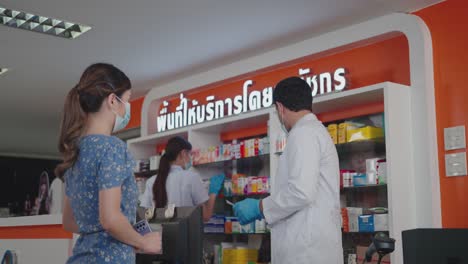 pharmacy business in a supermarket. small business owner, new normal