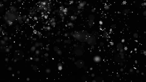 animación de copos de nieve pantalla verde y fondo negro