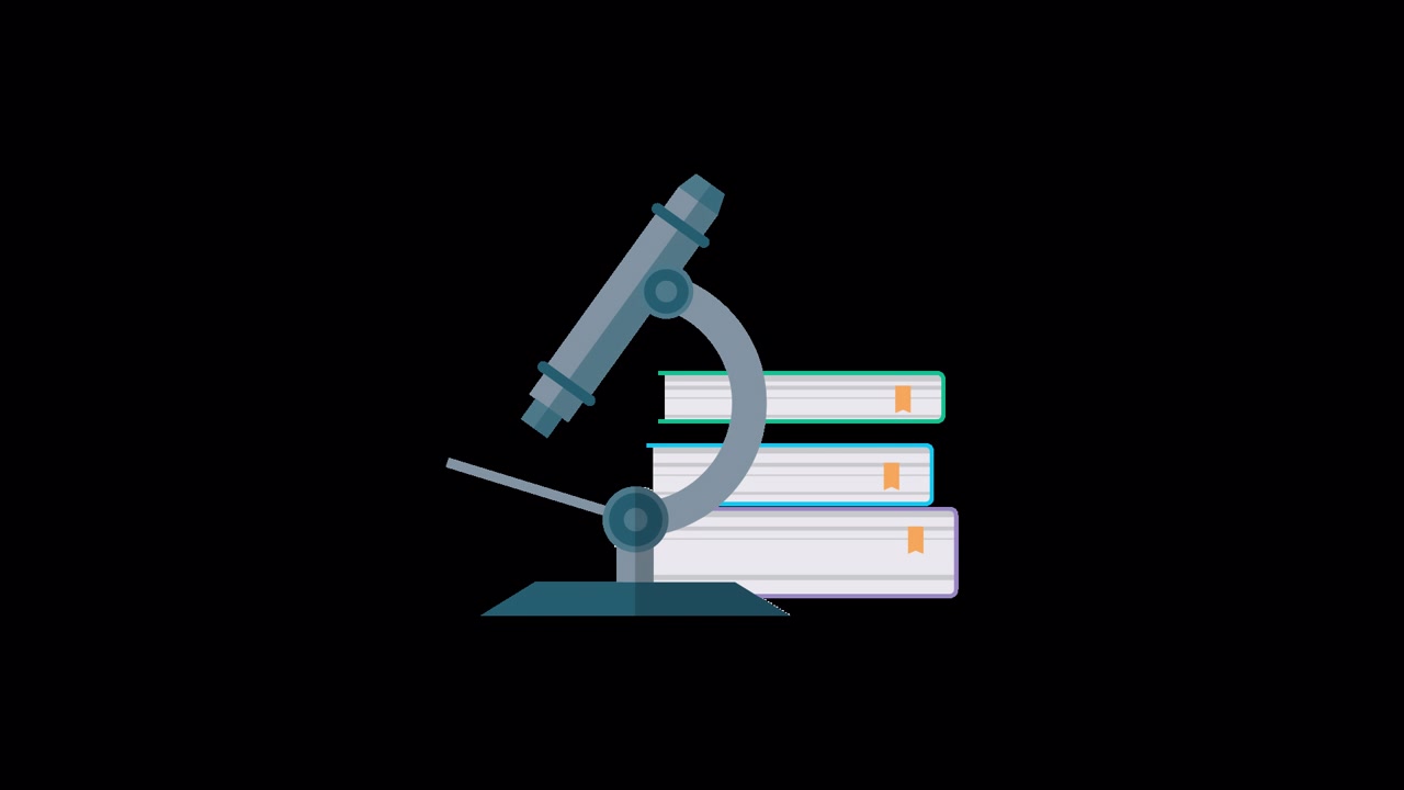 Animated Microscope and Stack of Books for Science Education