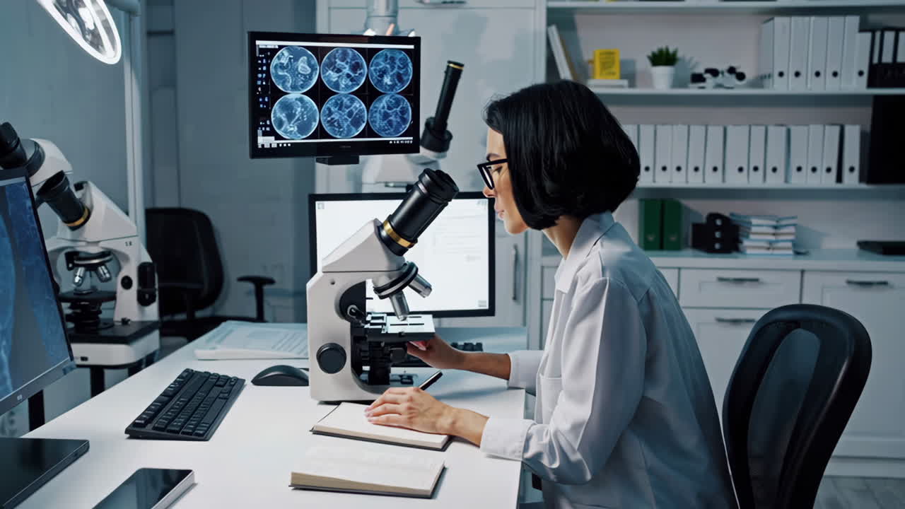 실험실 에서 일 하는 과학자