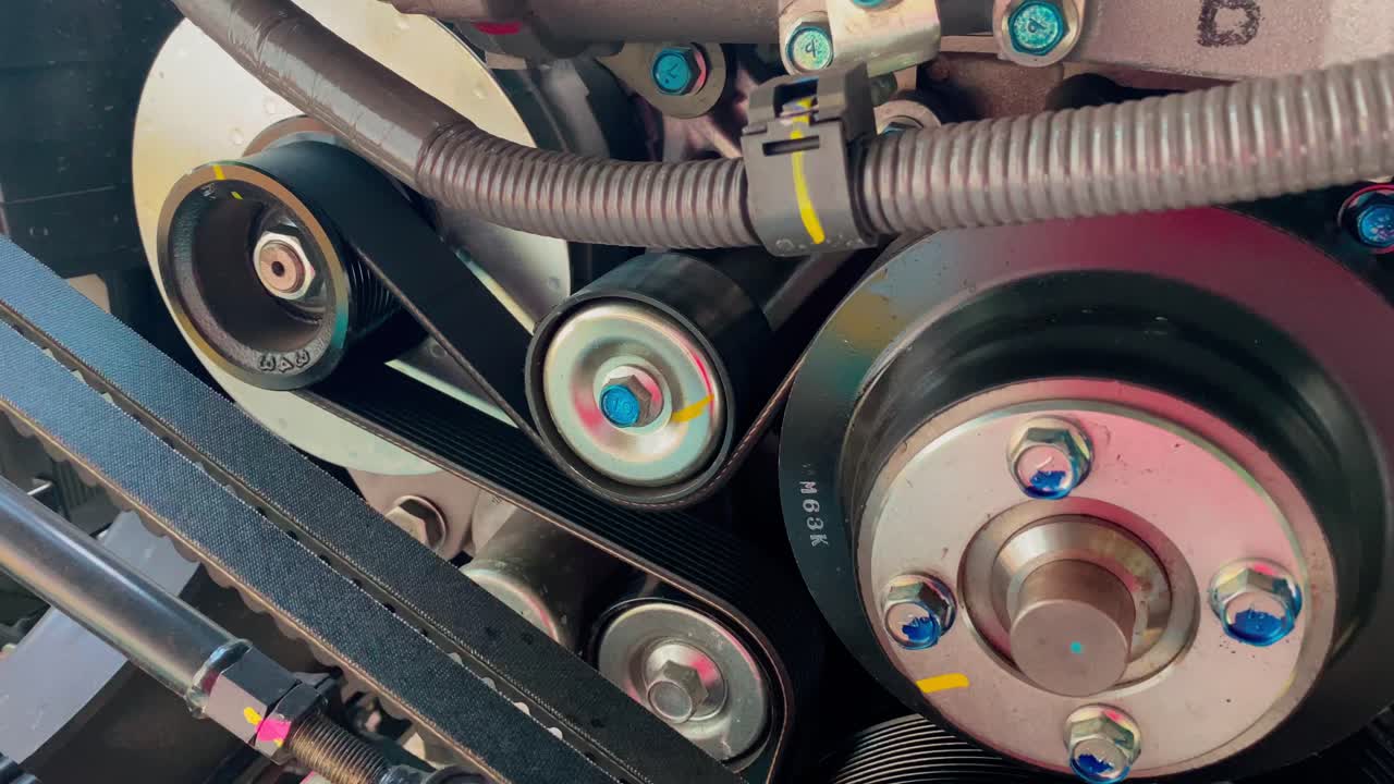 차량 엔진 조각의 클로즈업 세부 사항