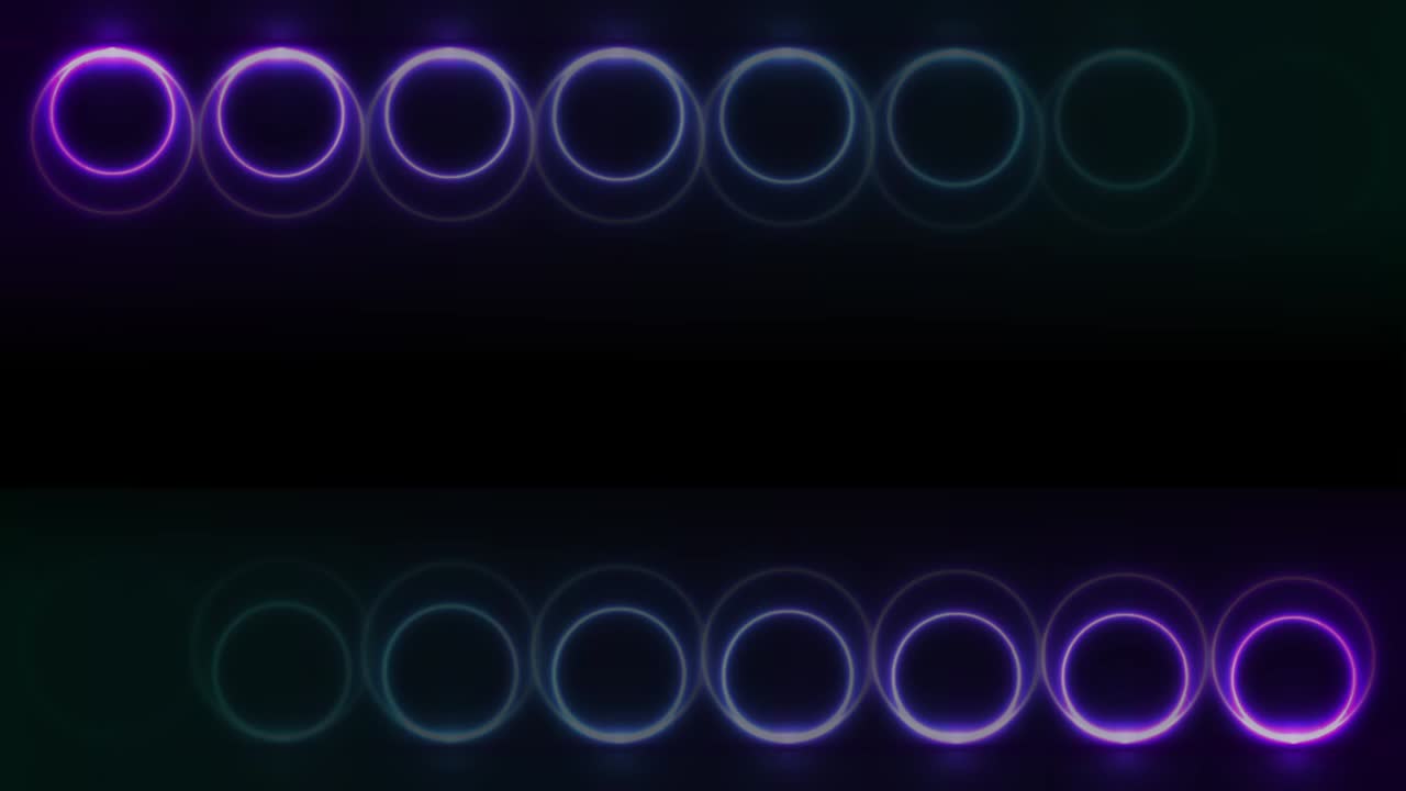 Abstract tech video animation with cyan violet glowing neon circles