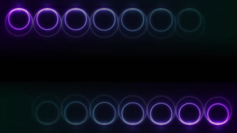 animación de video de tecnología abstracta con círculos de neón cyan violeta brillantes