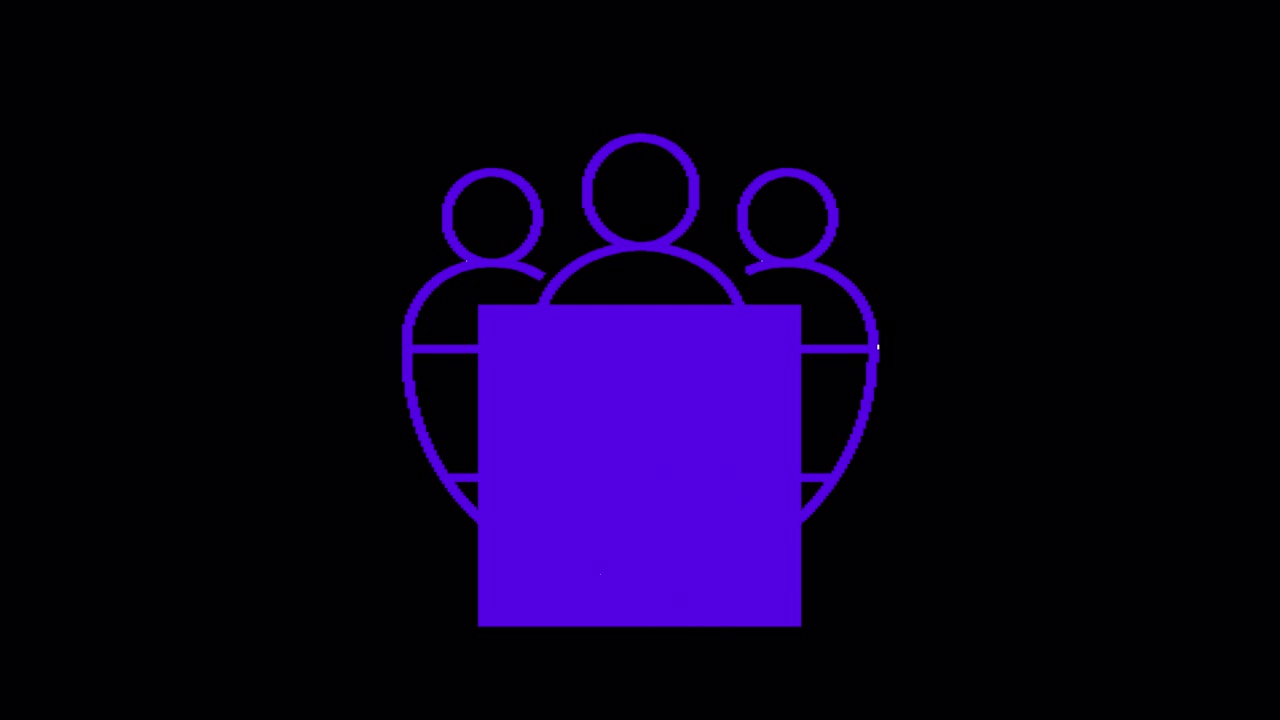 Animated Icon of People at a Podium Transforming into a Global Symbol