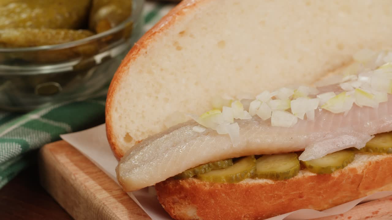 Herring Sandwich with Pickles and Onions