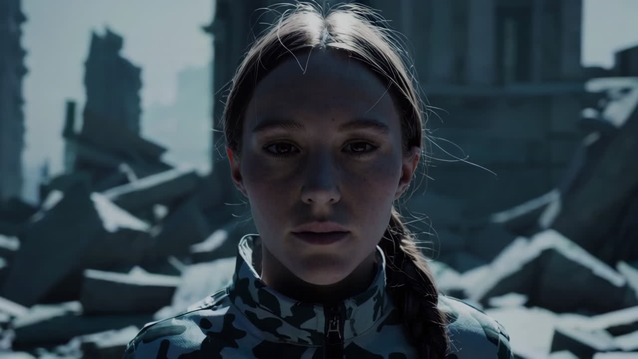 Teenage Girl in Post-Apocalyptic Ruins