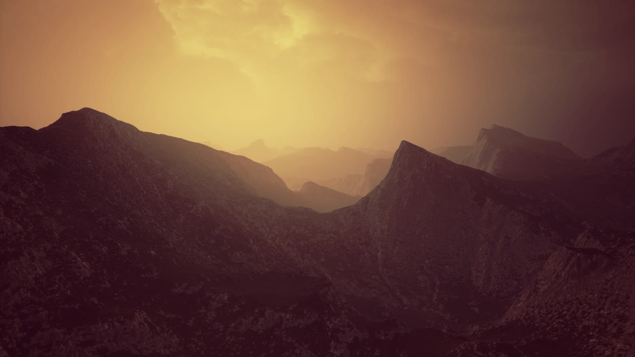 Majestic mountain landscape at dusk with dramatic lighting and shadows