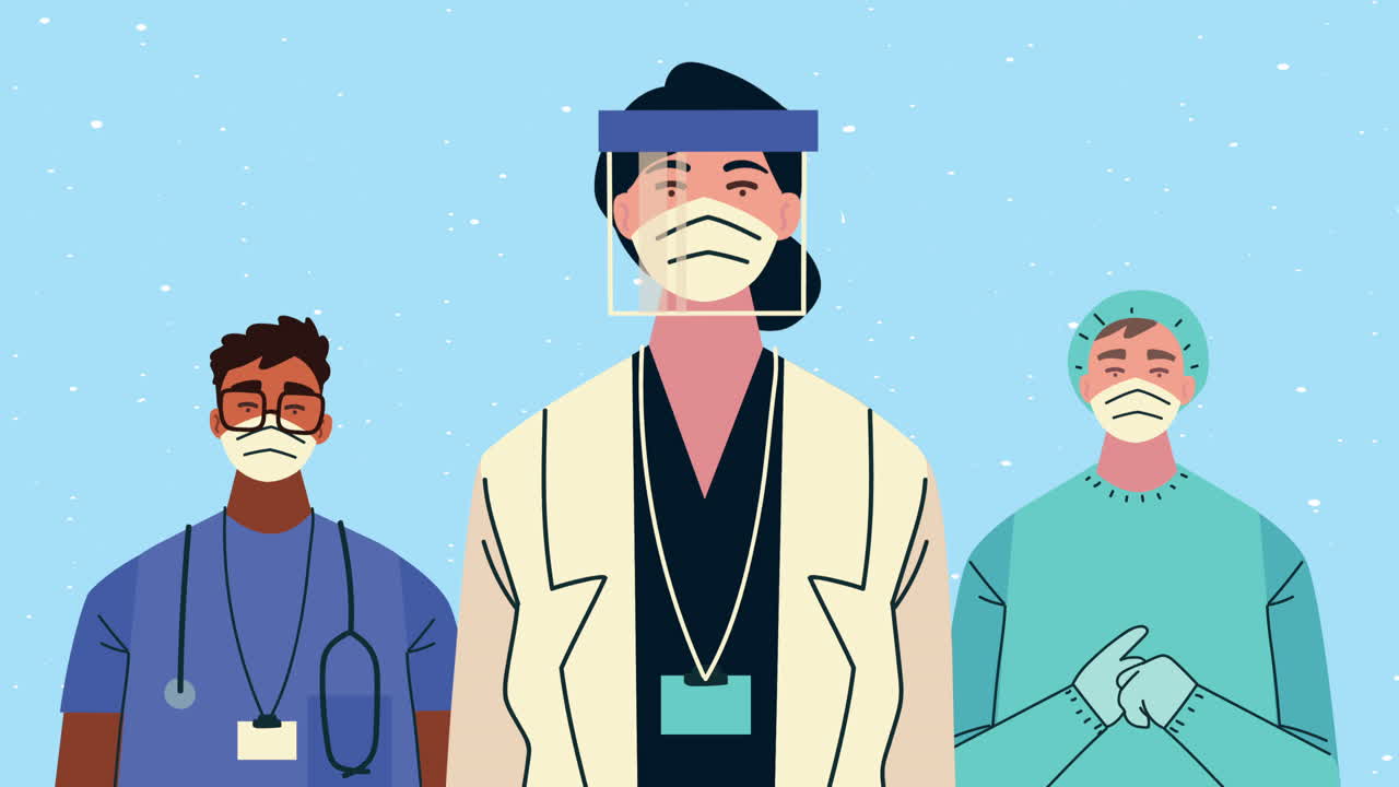 전문 의료 직원 캐릭터 애니메이션