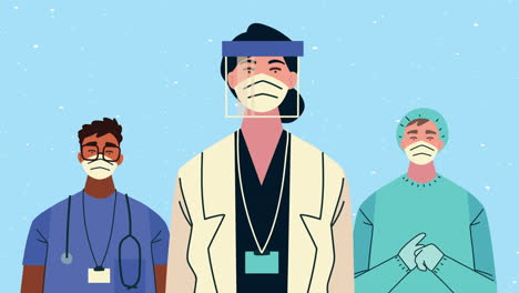 animación de personajes de profesionales de la salud