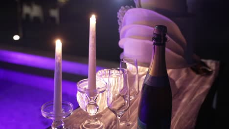 romantic night by the pool: candles, champagne, and celebration