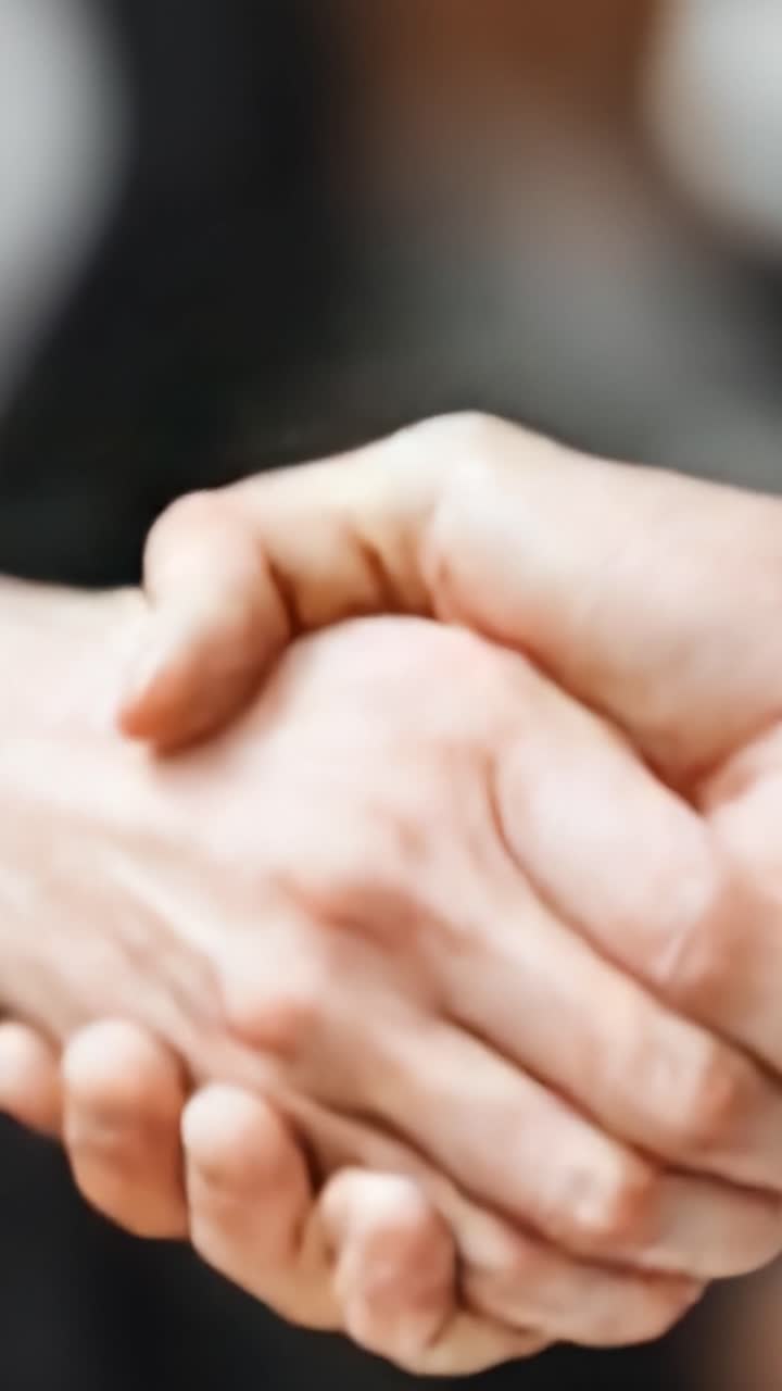 Una perspectiva de primer plano de un apretón de manos firme que simboliza confianza y colaboración entre individuos en un contexto profesional o personal.