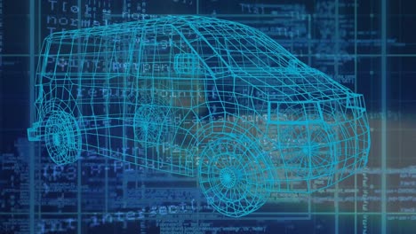 animación del proyecto de coche sobre el procesamiento de datos en el espacio azul