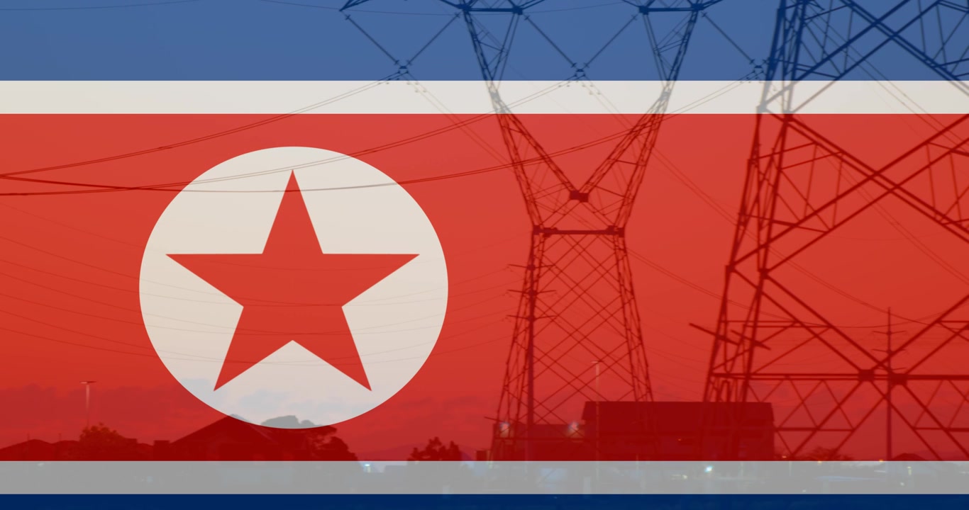 Hoạt hình lá cờ Triều Tiên trên các cột điện.
