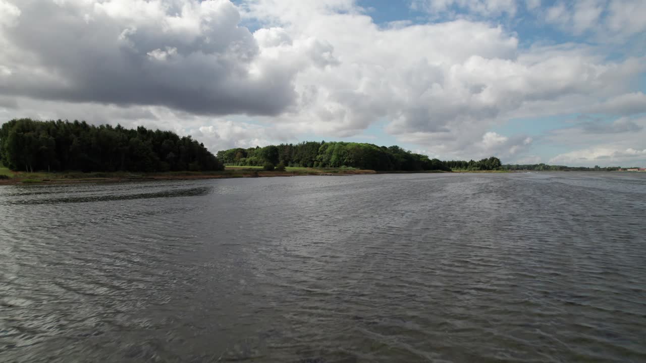 바다 해안선과 숲의 조감도 비행 - 돌리 샷