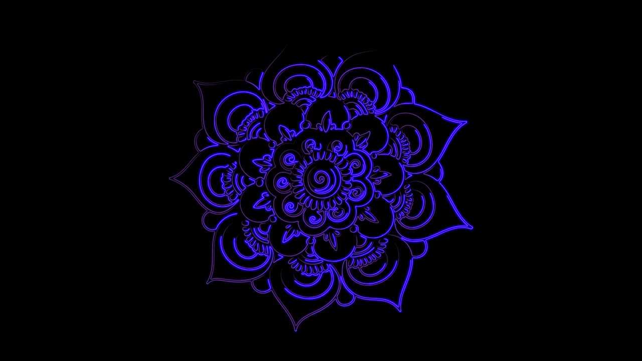 mandala abstract ornamento multicolor de neón línea de movimiento. 4k patrón de video mandala de la india.