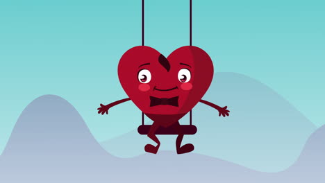 happy valentines day card with male heart in swing character
