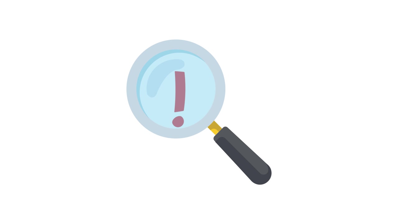 Animated Magnifying Glass with Exclamation Mark for Attention or Warning
