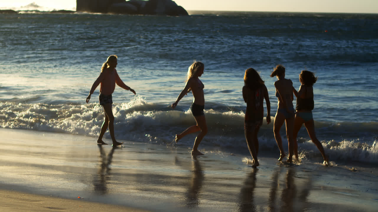 여자 배구 선수 들 이 4k 를 즐기고 있다