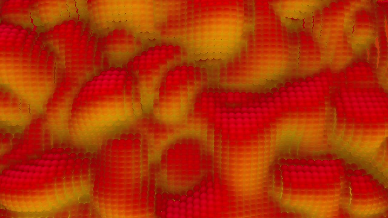 fondo de caviar abstracto en bucle 3d. superficie ondulada con ondas y burbujas. textura vibrante de moda, textil de moda, diseño gráfico, textura animada con granos.