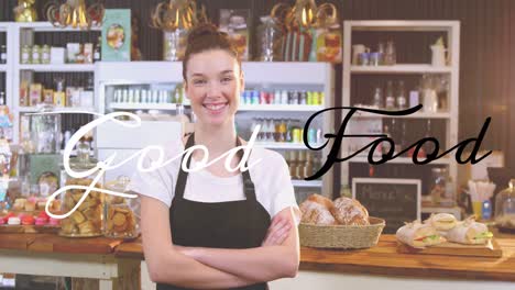 animación de buena comida sobre las vendedoras en la tienda