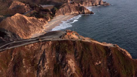 aerial: drone, devil's slide bunker sunset, far ascending view