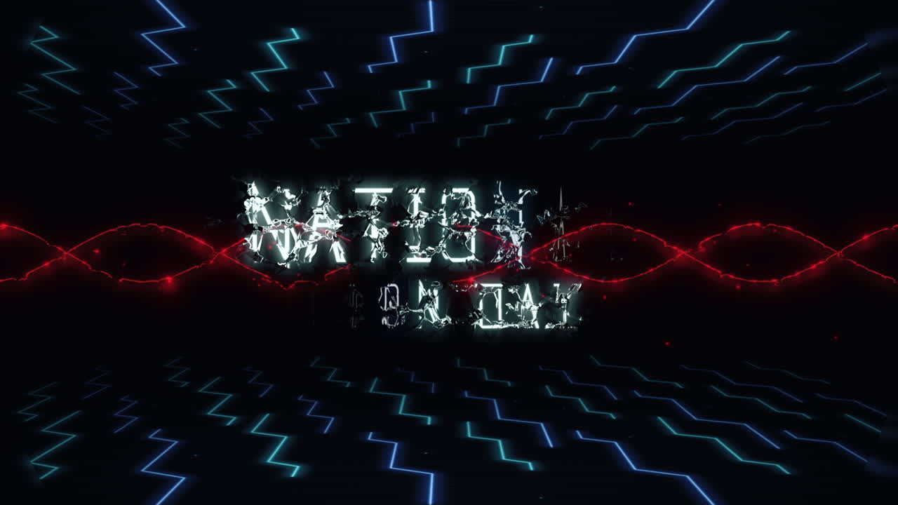 디지털 컴퓨터 마더 보드와 파도에 국가 달의 날