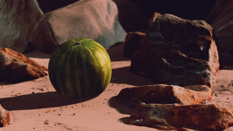 Frische-Wassermelone-An-Einem-Wunderschönen-Sandstrand