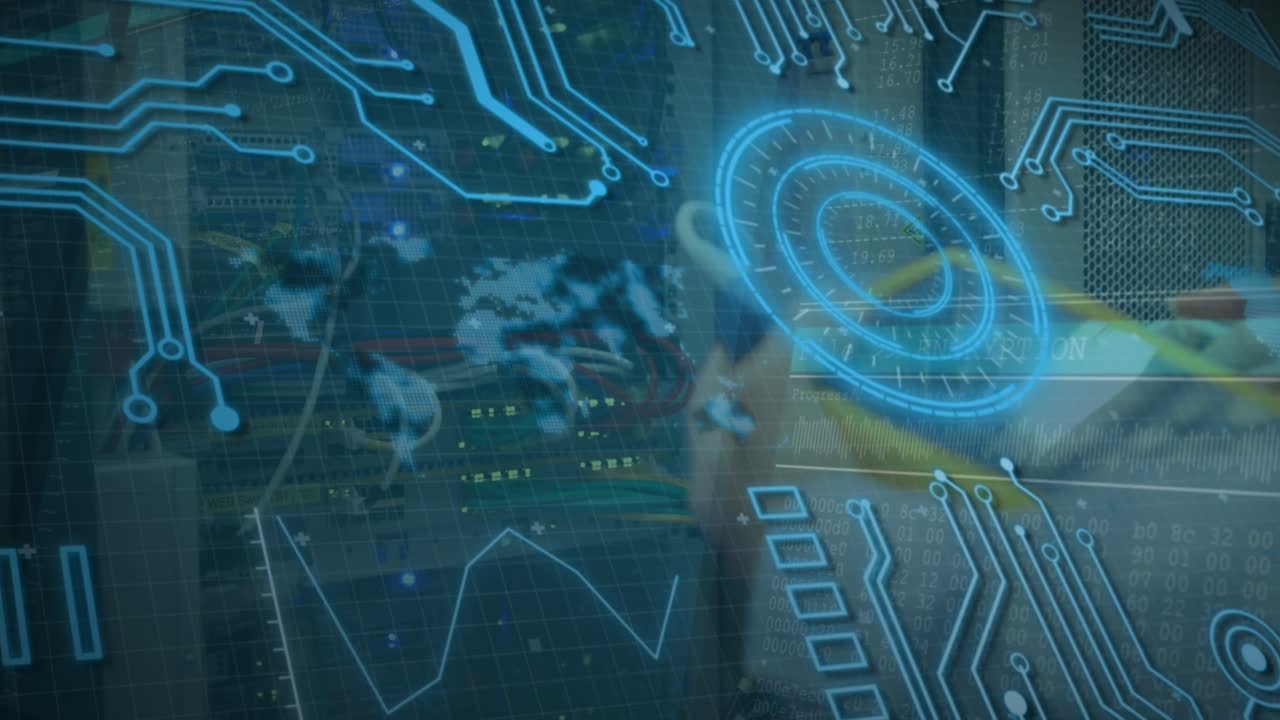 Animation of text with globe and network of connections