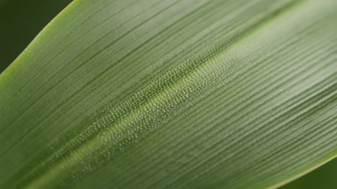 Macro View of a Green Leaf's Texture