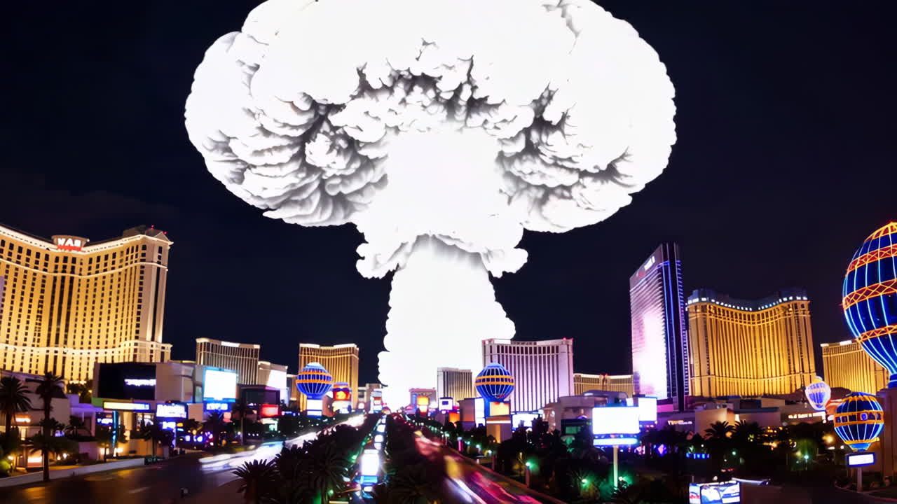 Las Vegas at Night with Explosion