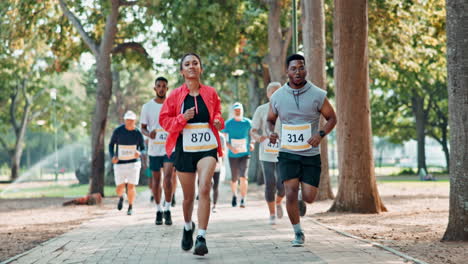 group of runners participating in a park race