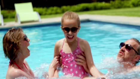 family enjoying in swimming pool