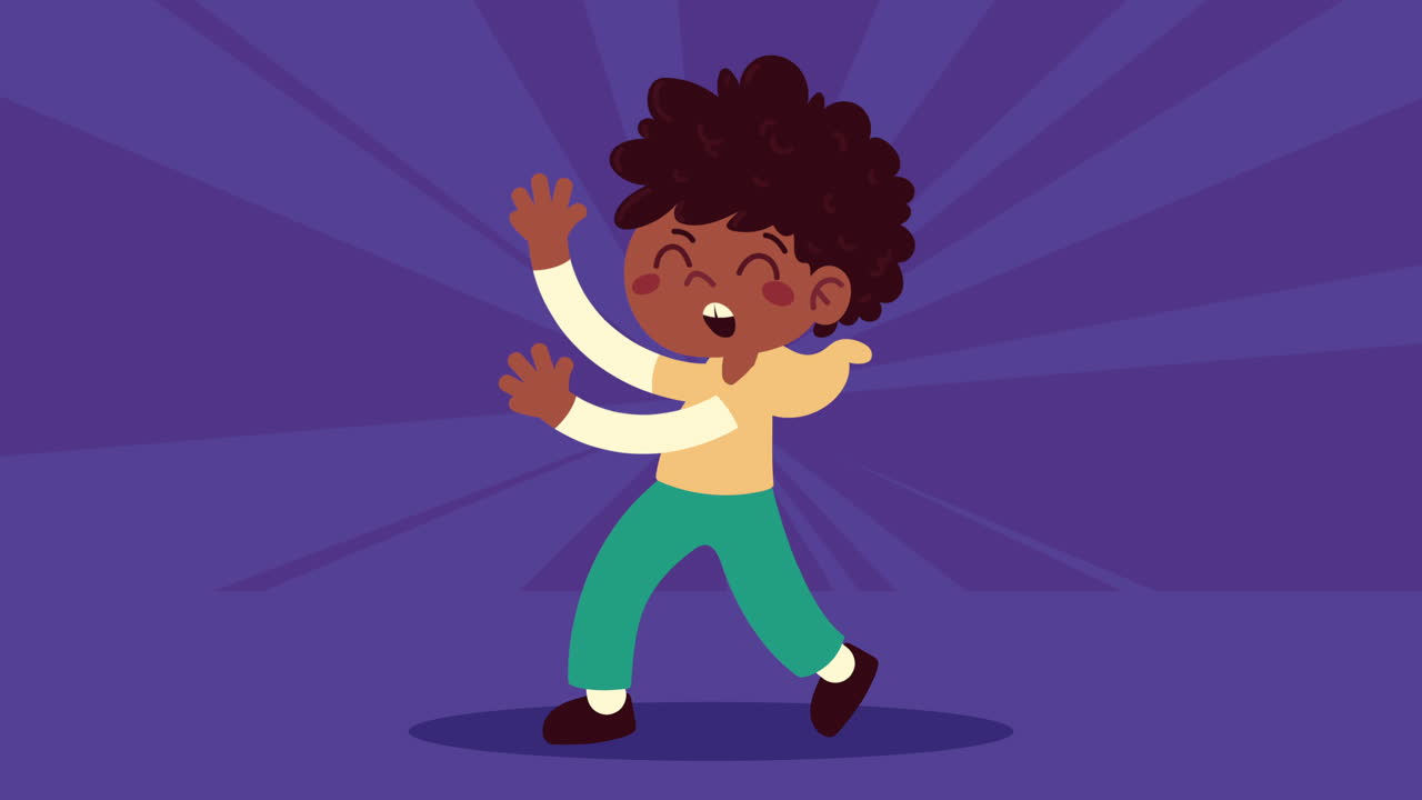 animación de personajes de happy little afro boy