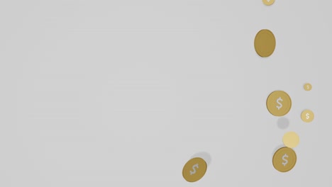 caída de monedas de dólares de oro, monedas de dólar en fondo blanco. imágenes de fondo de concepto financiero. imágenes de alta calidad 4k