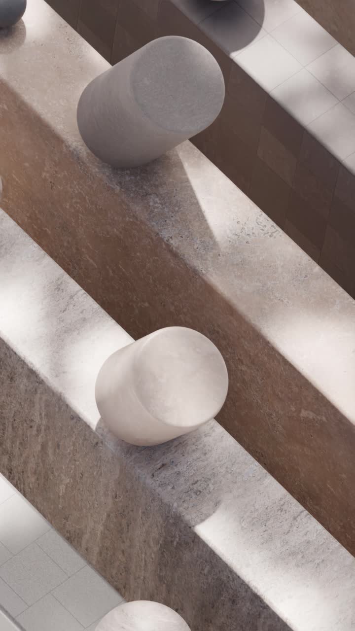 Abstract Geometric Composition with Stairs and Shapes