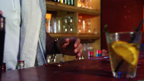 bartender preparing two grasses of cocktail drink, 4k 4k