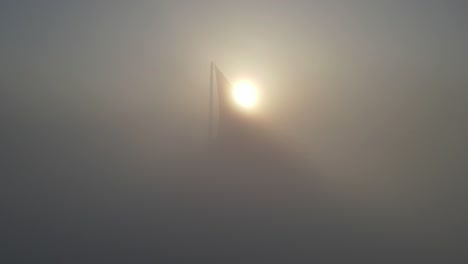 turkish flag on the fog camlica hill uskudar