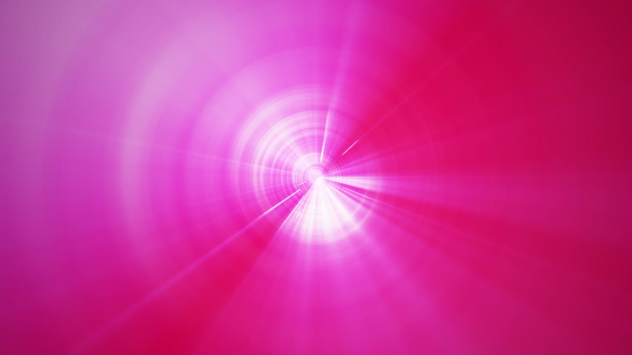 hermosos rayos blancos de luz con animado círculo rosado fondo geométrico. movimiento colorido telón de fondo. 4k animación radial rosa y blanco efecto de luz de rayas de llamarada para elegante, fondo de evento de vacaciones.