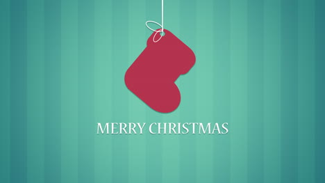 Merry-Christmas-text-and-sock-on-green-background
