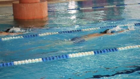 swimming competition in indoor pool