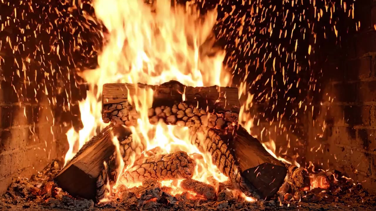 Fiamme affascinanti: un accogliente camino con il crepitio di legna e calore, che crea un'atmosfera calda e invitante con luce tremolante in un ambiente rustico.