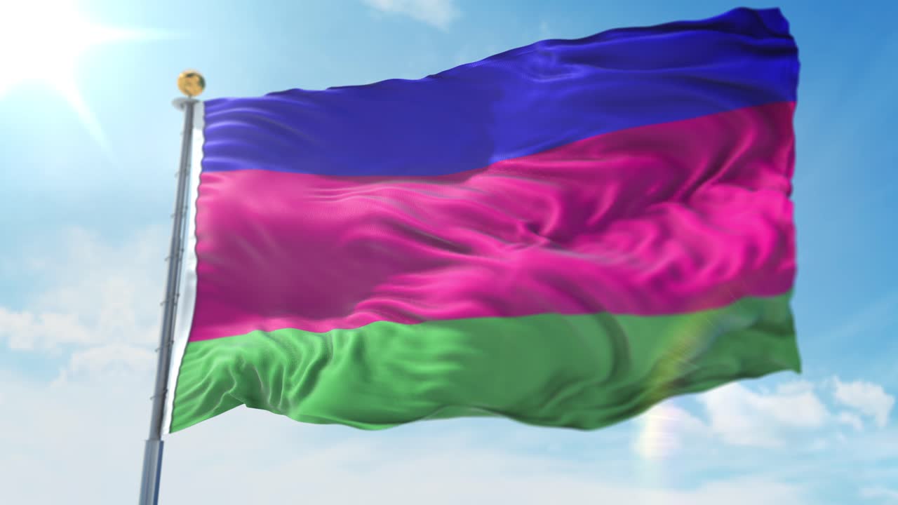 국가 쿠바 인민 공화국의 기둥에 흔들며 깃발의 4k 3d 그림