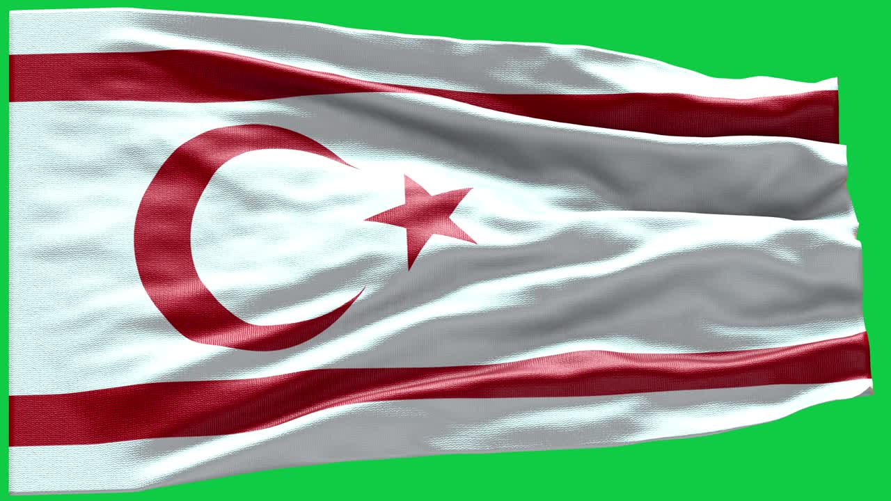 4K meget detaljeret flag for Den Tyrkiske Republik Nordcypern – Nationalflag med bølgemønster og loopbare elementer