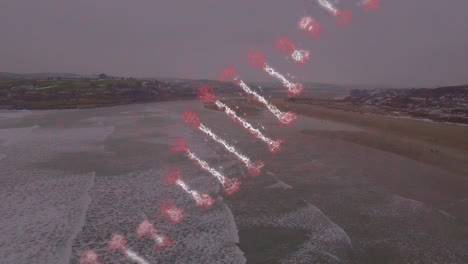 animación de la cadena de adn sobre el paisaje marino