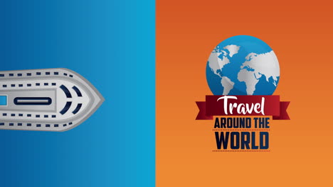 travel around the world animation with planet earth