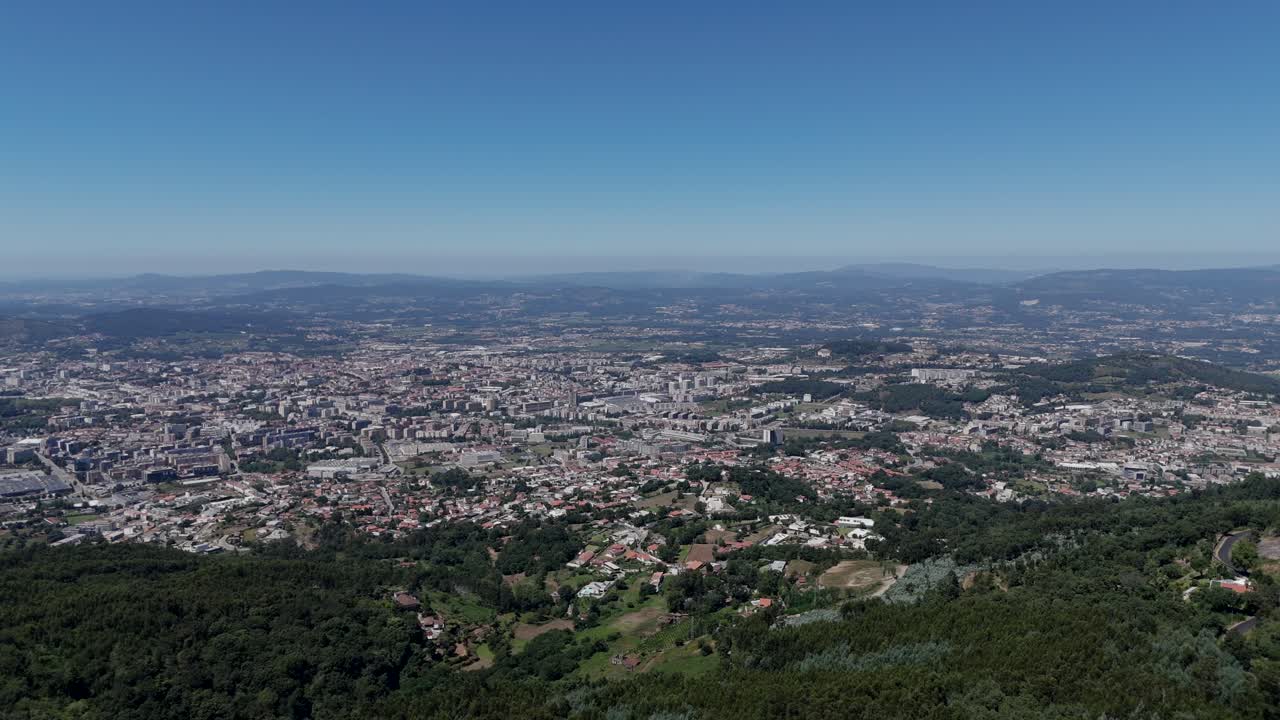 panoramic view of Braga, showcasing its expansive urban landscape and surrounding hills