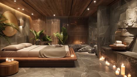 serene spa interior with candles and plants