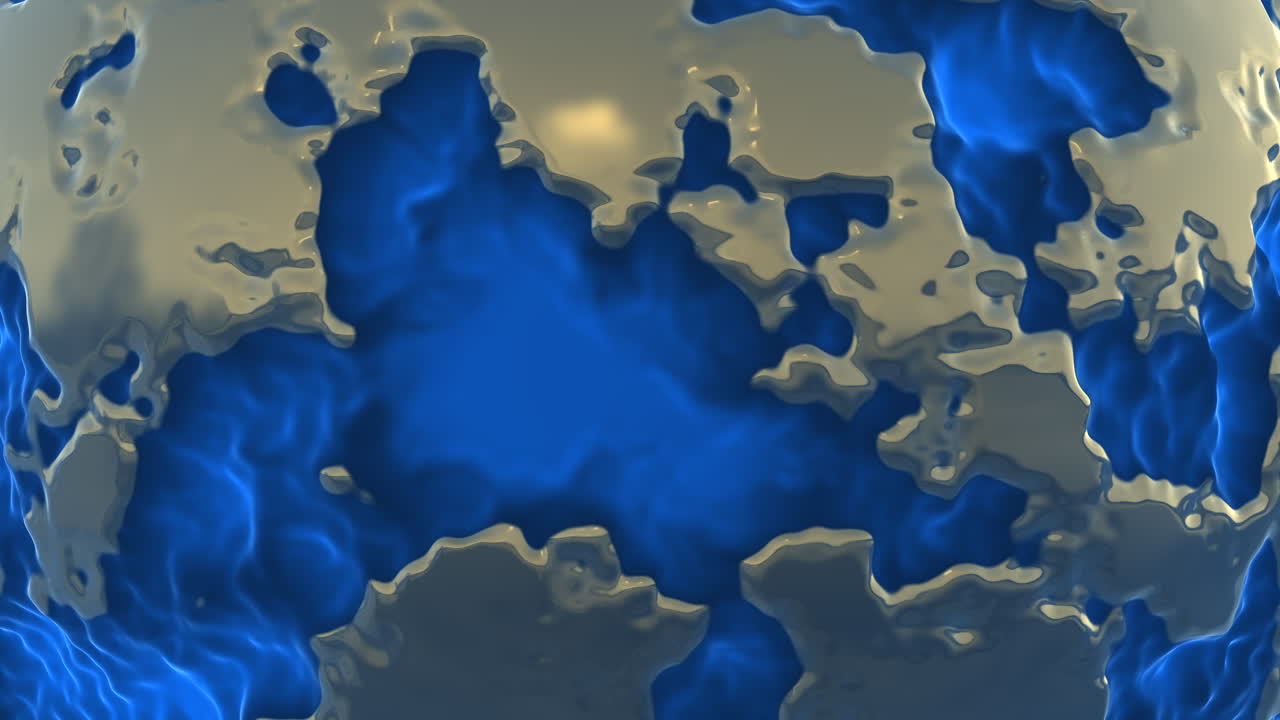 A digital 3D rendering of Earth showcasing continents and oceans in varied shades of blue and green, seemingly produced using computer graphic software