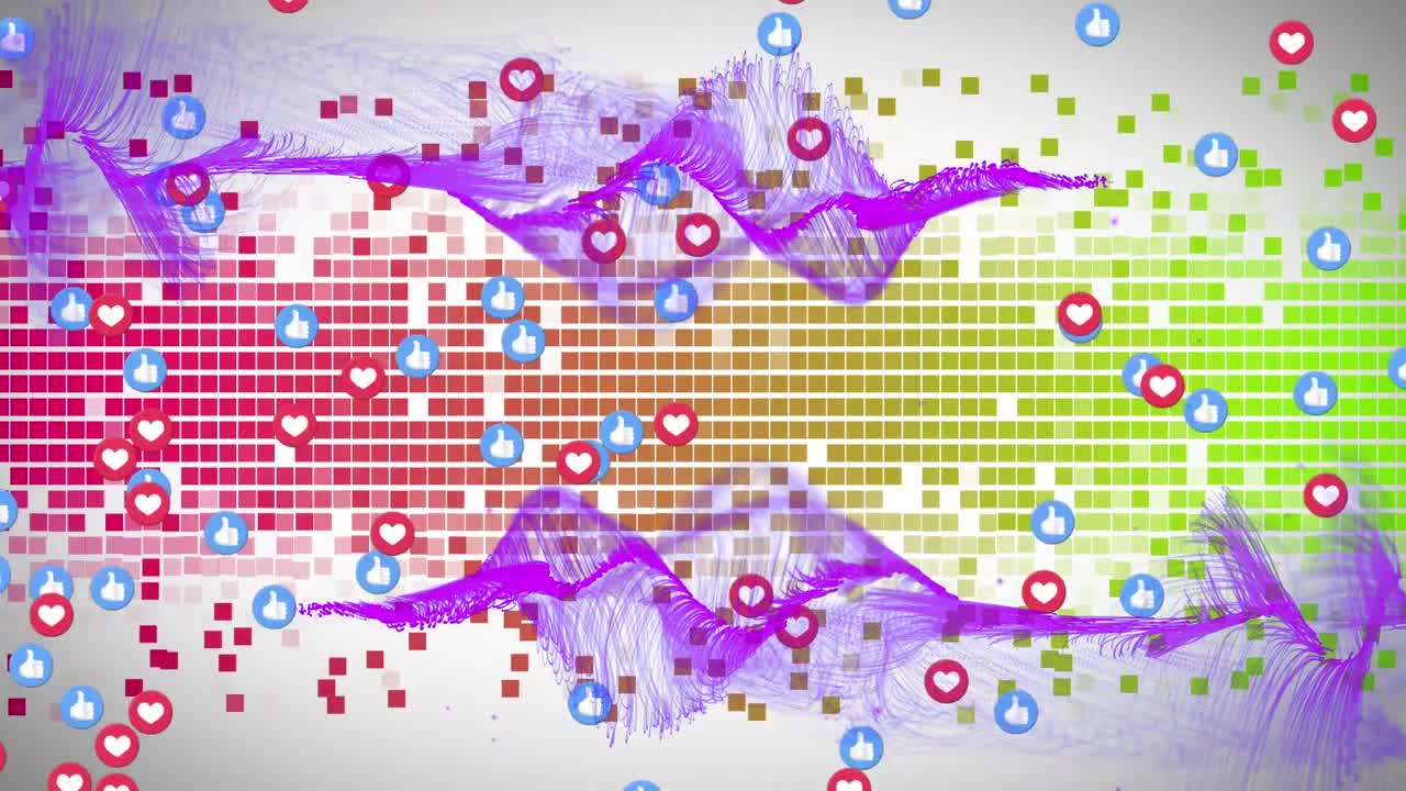 animación de las células de covid volando sobre el canto de advertencia